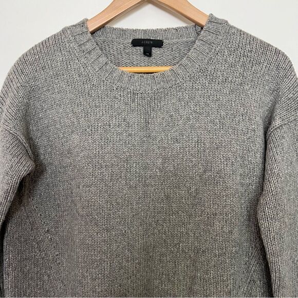 J Crew Sweater Womens Size XS Gray Knit Oversized Crew Neck Stretch Wool Blend - Picture 2 of 15